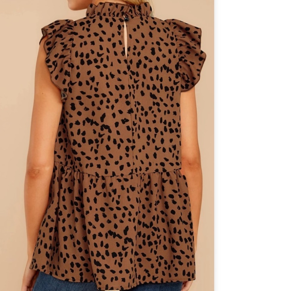 Tunic Top Ruffle Neck Cap Loose Babydoll size MED NWT - Picture 3 of 10